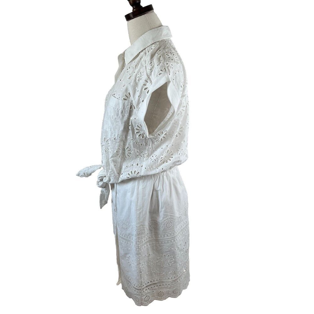 Veronica Beard Bettina White Eyelet Minidress Short Sleeve Button Dress Sz 2 - Picture 10 of 10